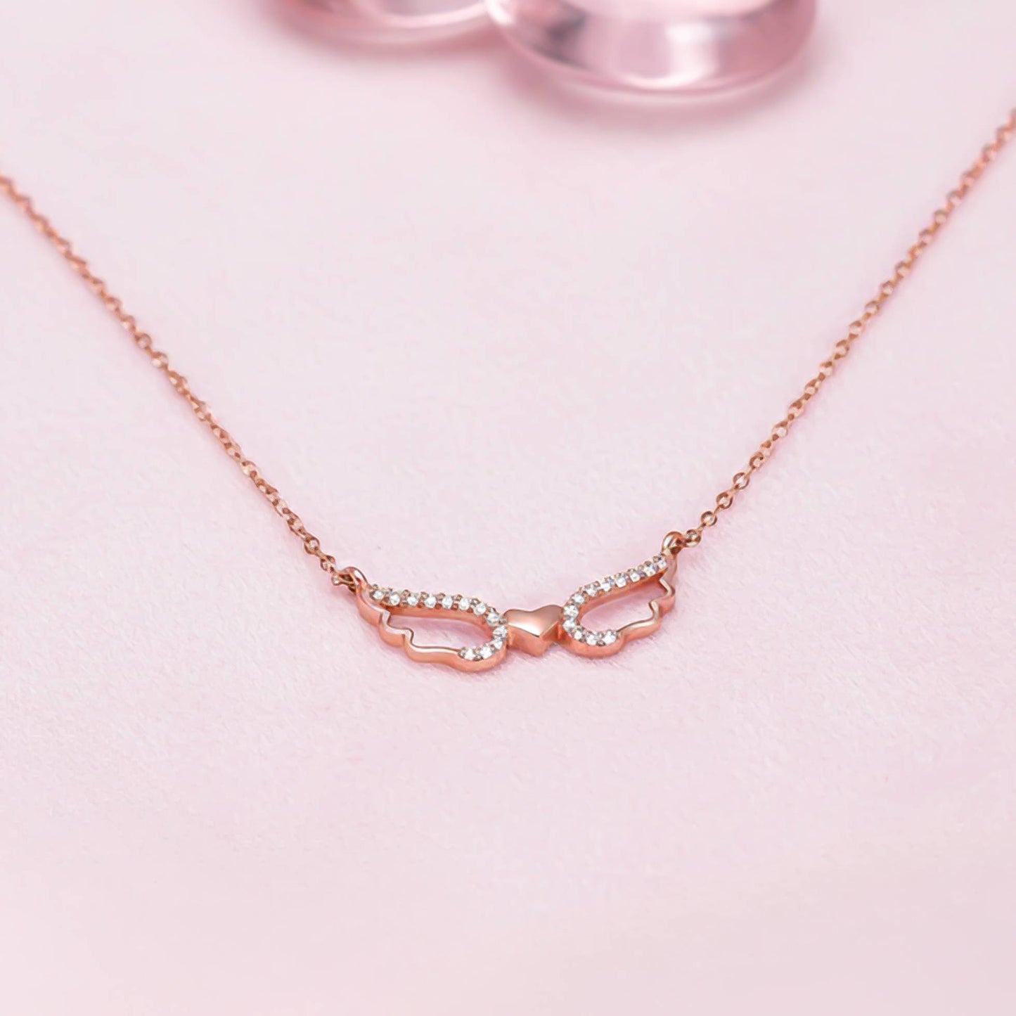 Sterling Silver Angel Wings Heart Necklace