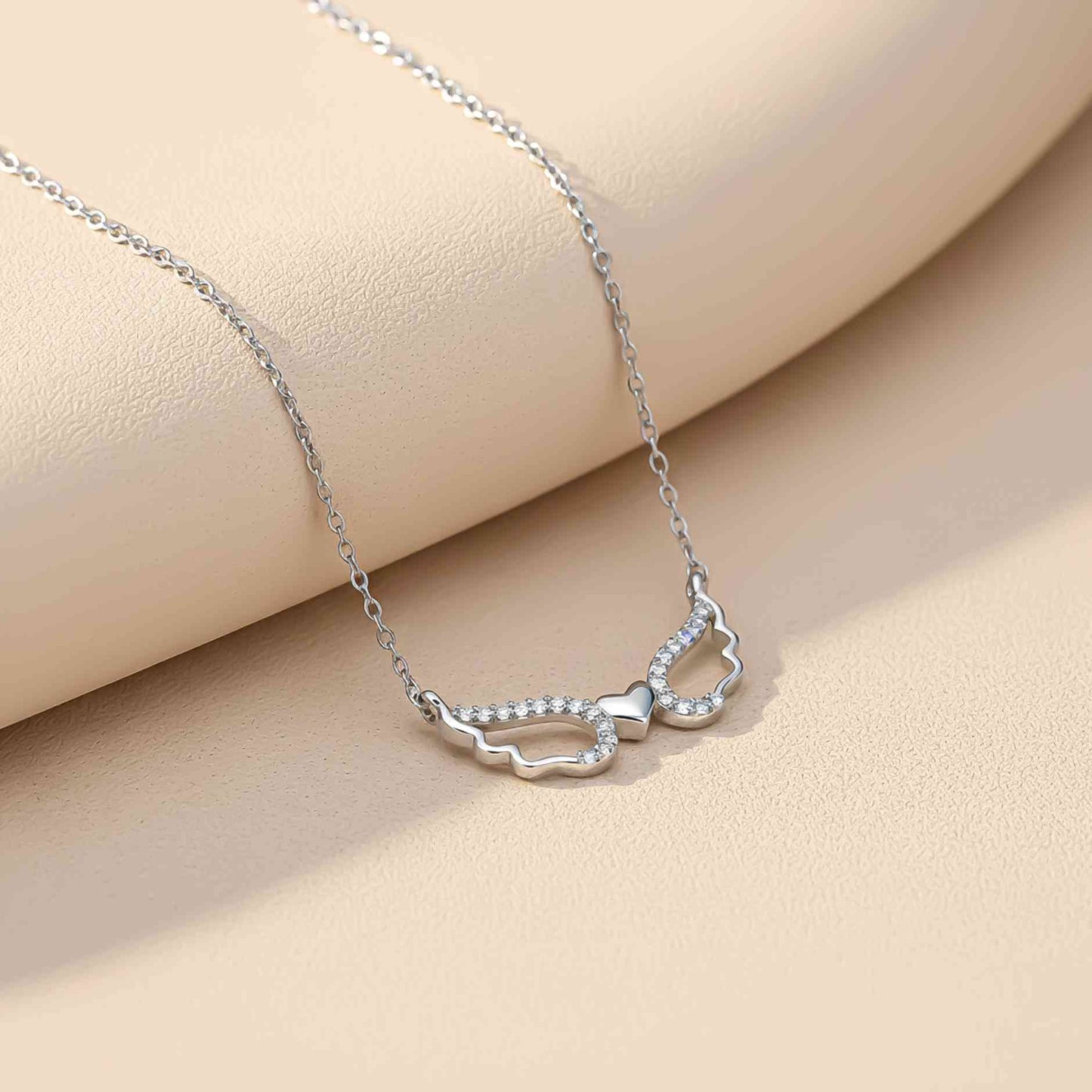Sterling Silver Angel Wings Heart Necklace