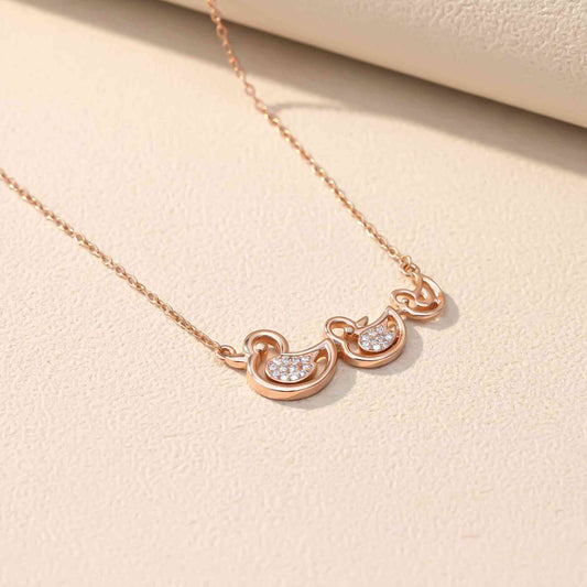 Sterling Silver Swim Ducks Necklace