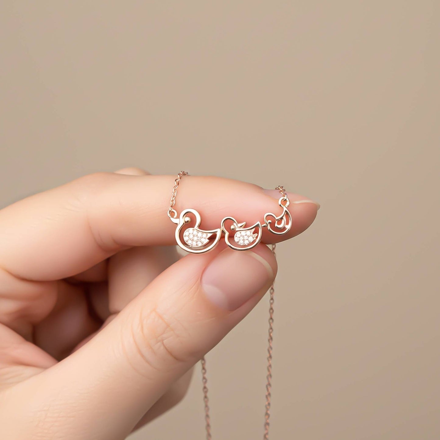 Sterling Silver Swim Ducks Necklace