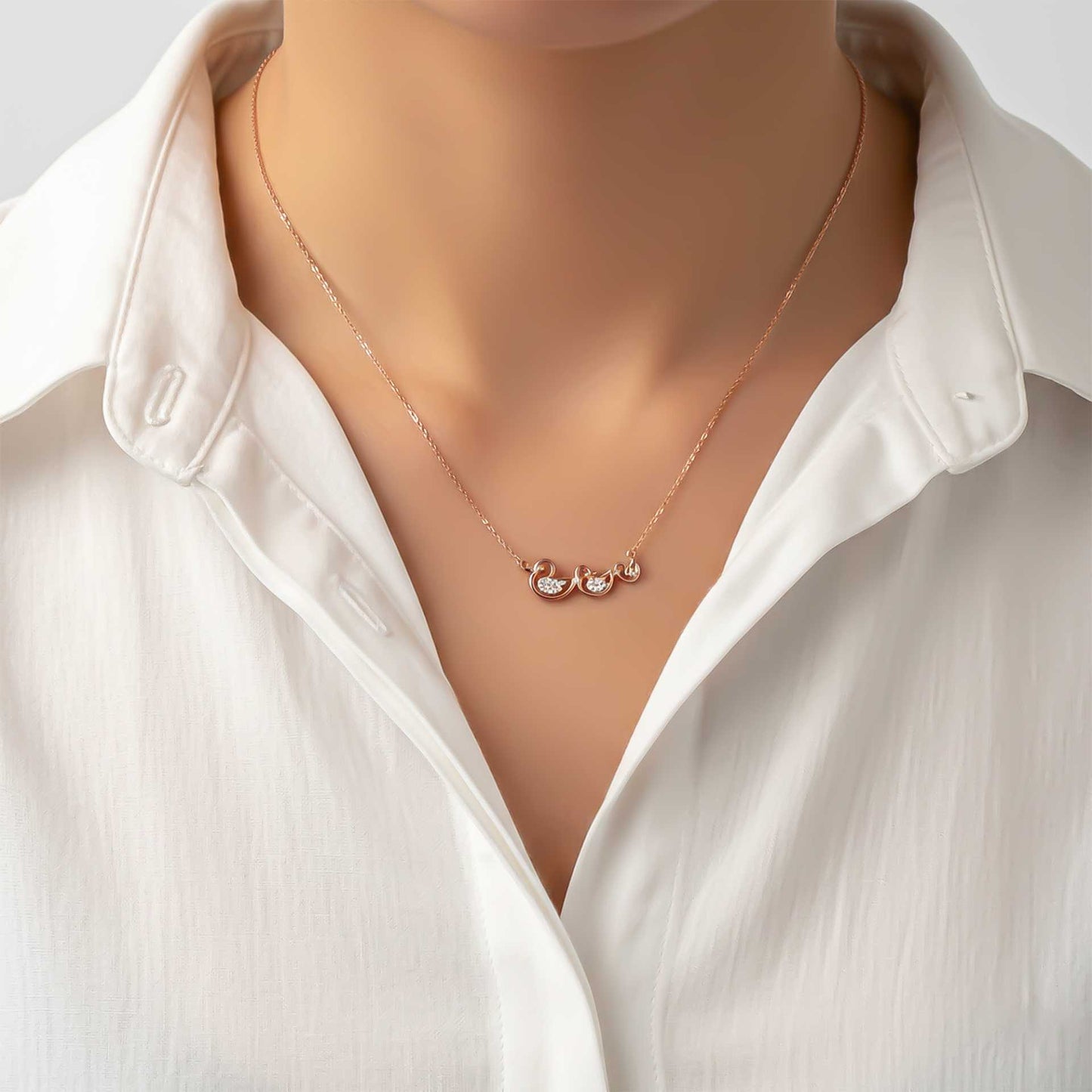 Sterling Silver Swim Ducks Necklace