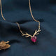 Sterling Silver Deer Theme Heart Pink Sapphire Necklace Gold Vermeil (2.5 Micron)