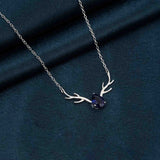 Silver Deer Antler Blue Sapphire Necklace Gold Vermeil (2.5 Micron)