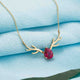 Sterling Silver Deer Antler Pink Sapphire Necklace Gold Vermeil (2.5 Micron)