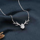 Silver Deer Theme Heart CZ Necklace Gold Vermeil (2.5 Micron)