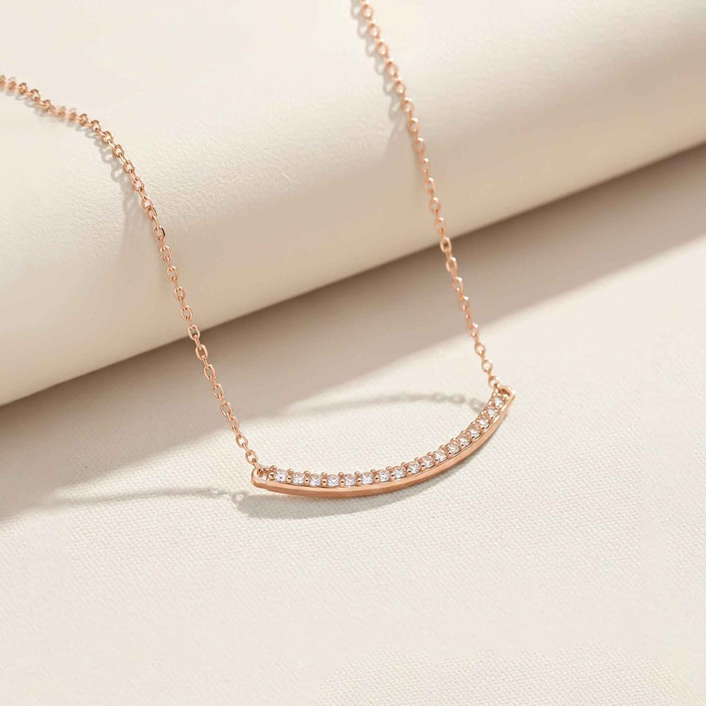 Sterling Silver Cubic Zircon Dainty U Bar Necklace