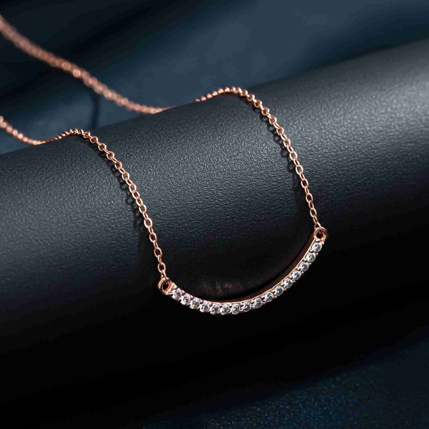 Sterling Silver Cubic Zircon Dainty U Bar Necklace