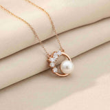 Sterling Silver Pearl Circle Shape Necklace Gold Vermeil (2.5 Micron)