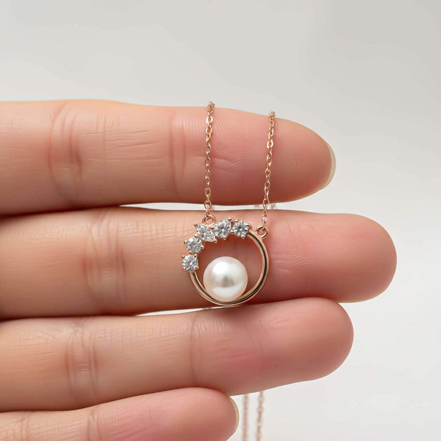 Sterling Silver Pearl Circle Shape Necklace