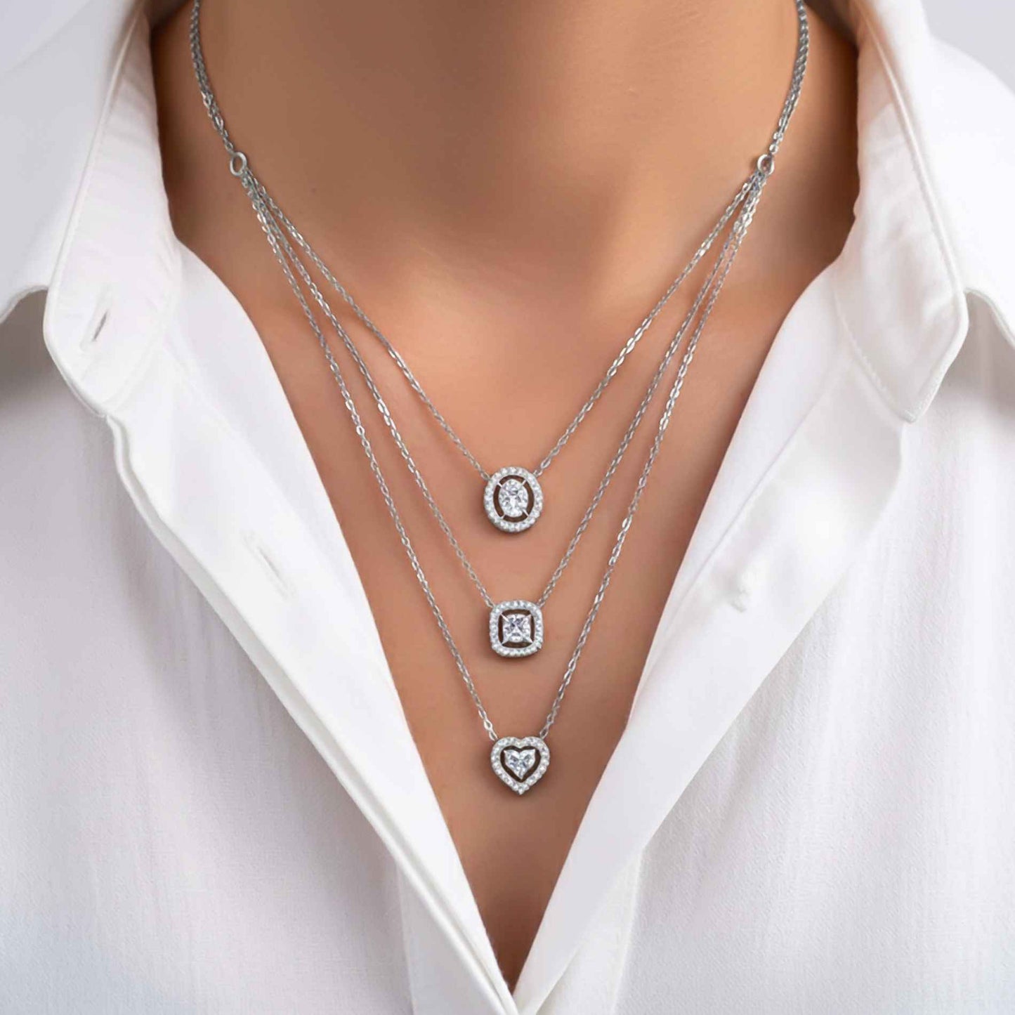 Silver Layered Queens Necklace