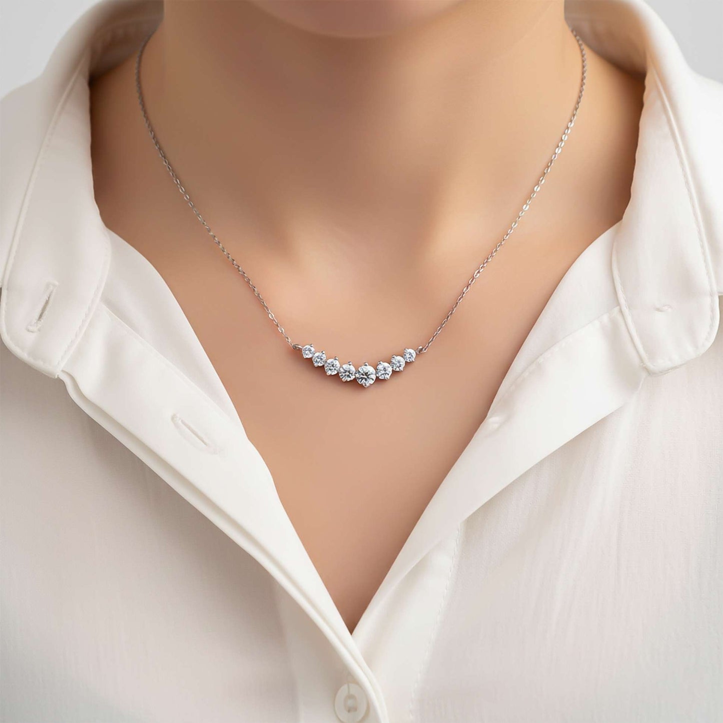 Silver ZALKARI Signature 7 Shades of Zircon Necklace