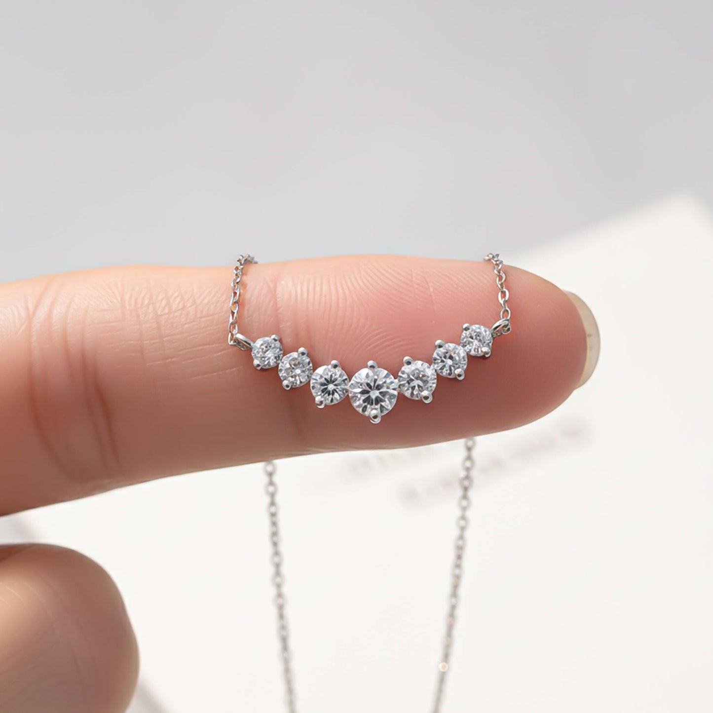 Silver ZALKARI Signature 7 Shades of Zircon Necklace
