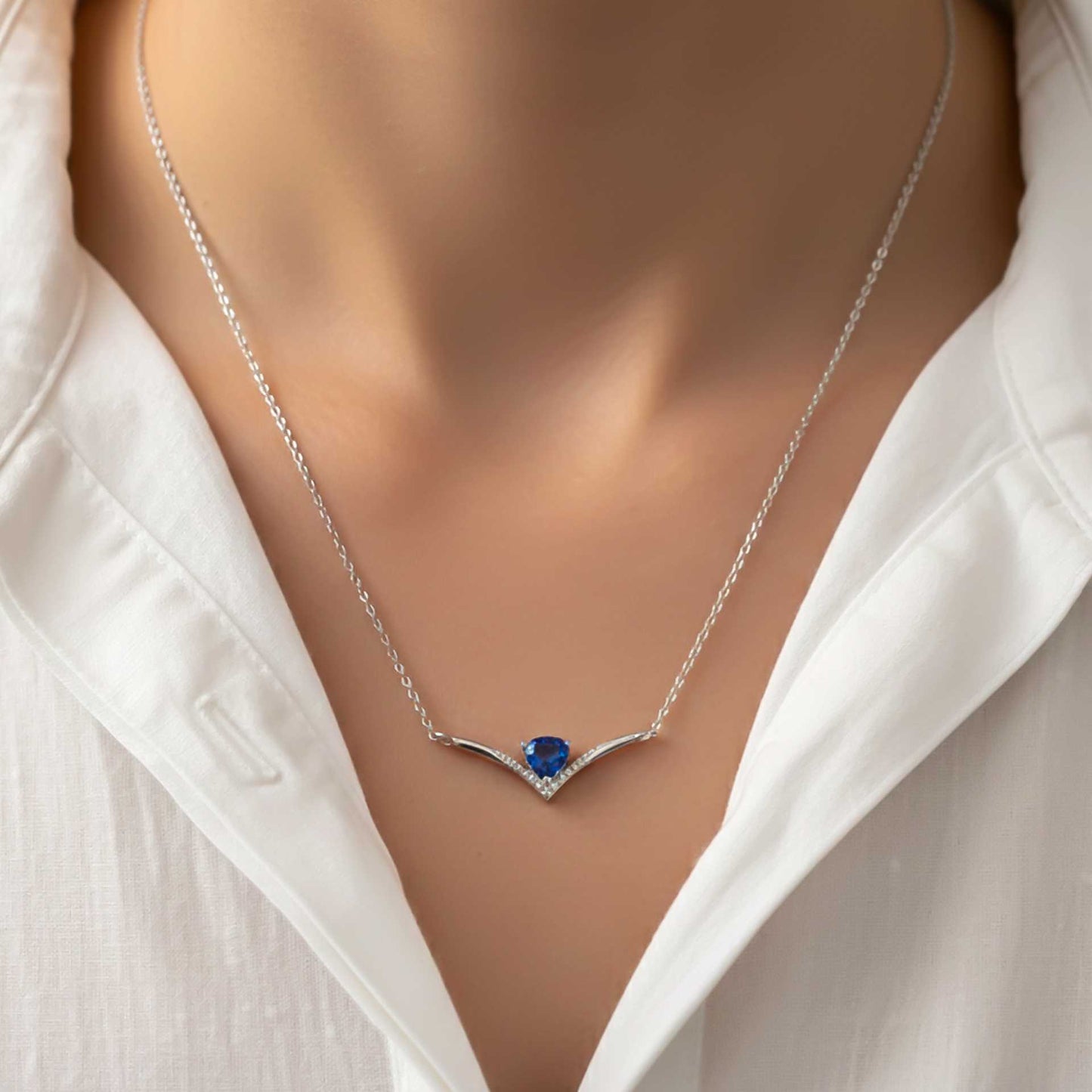 Silver Chevron Women's Necklace Gold Vermeil (2.5 Micron)