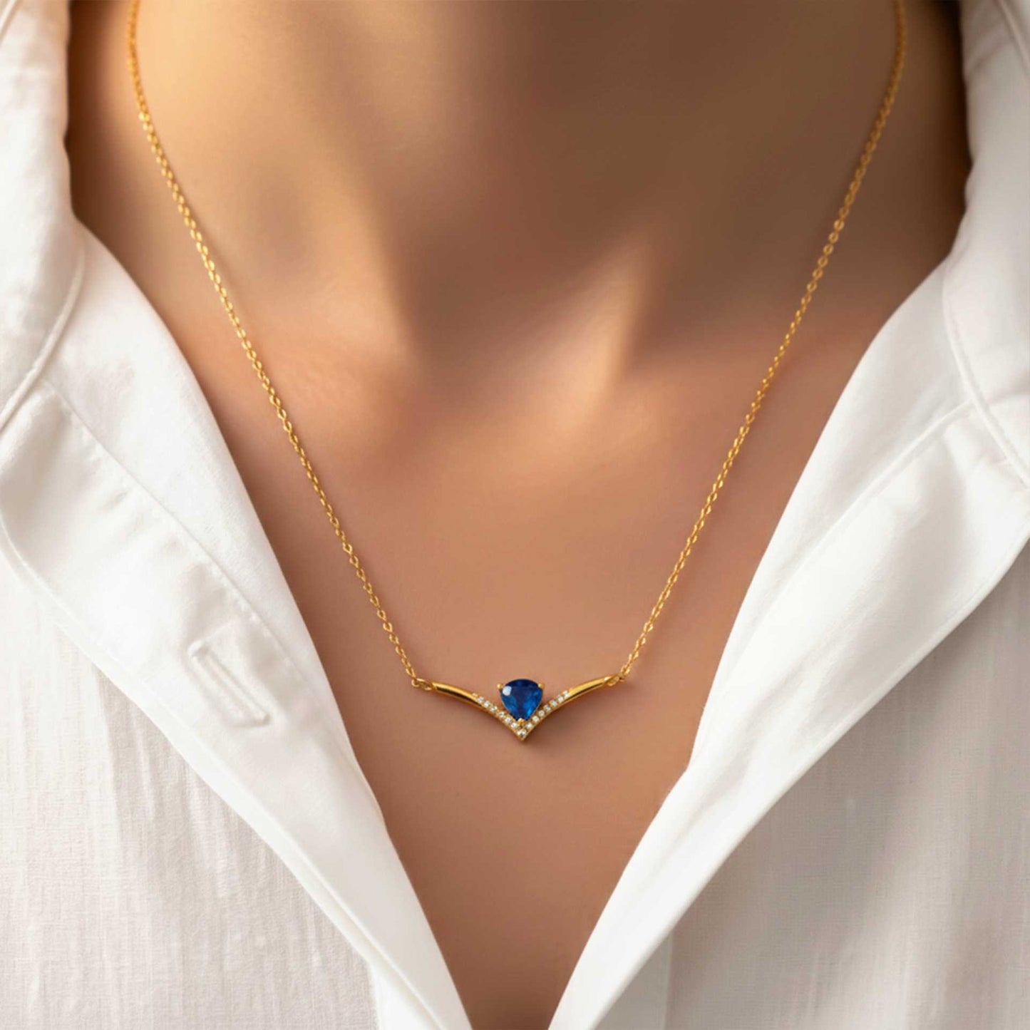Silver Chevron Women's Necklace Gold Vermeil (2.5 Micron)