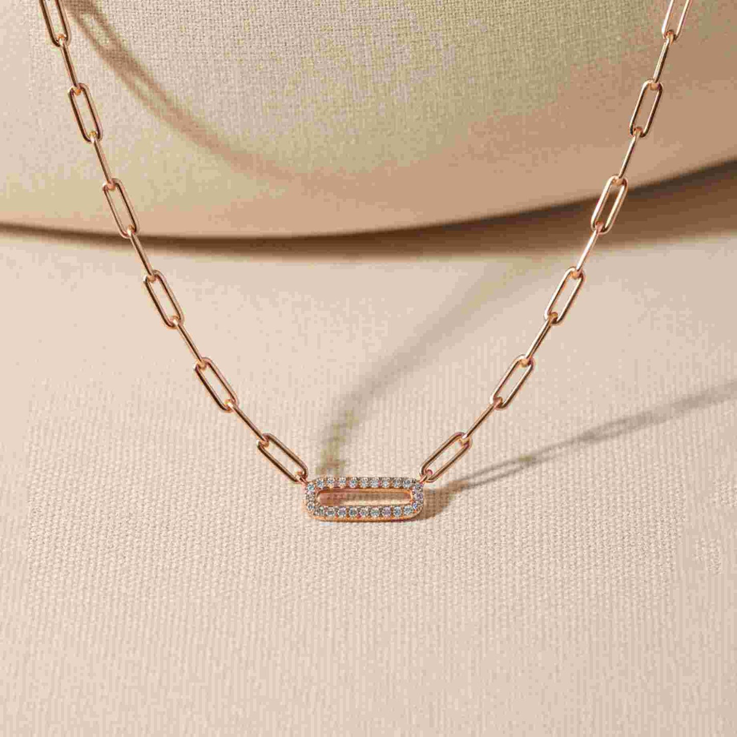 Silver Paperclick Chain Zircon Necklace