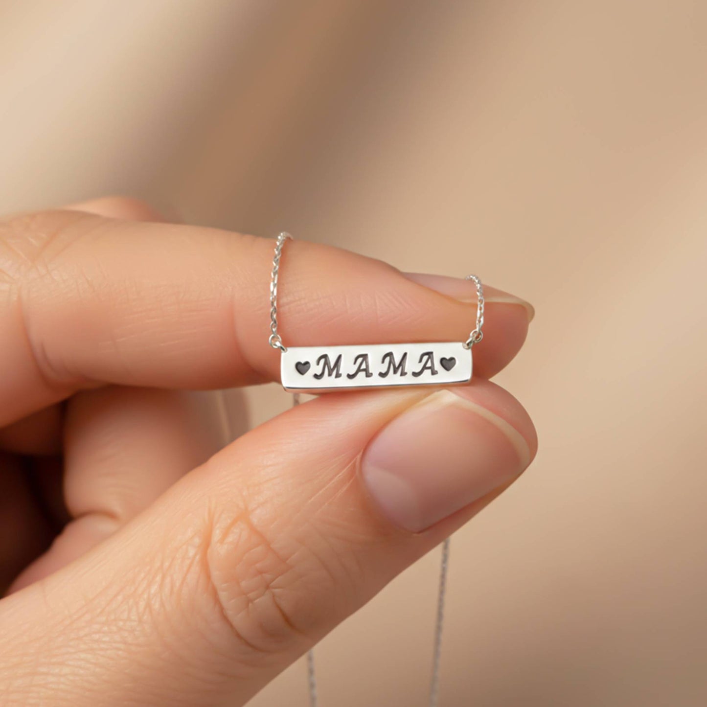 Silver MAMA (Mom) Necklace For Mother's