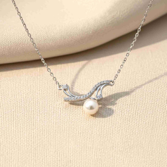 Silver Wave Pearl Necklace