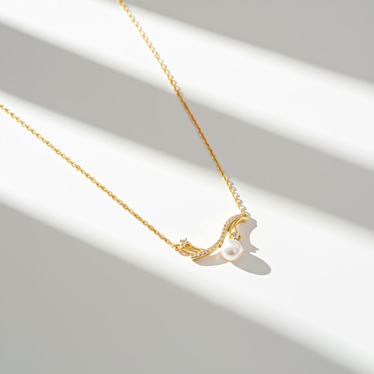 Silver Wave Pearl Necklace