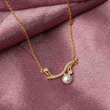 Sterling Silver Wave Pearl Necklace Gold Vermeil (2.5 Micron)