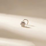 Silver Floral Cluster CZ Nose Pin for Women
