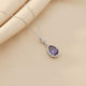 Silver Purple Amethyst Pear Drop Halo Pendant Gold Vermeil (2.5 Micron)