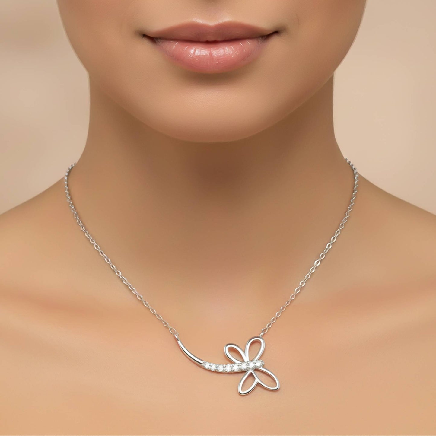 Silver Dragonfly Swiss Zircon Pendant