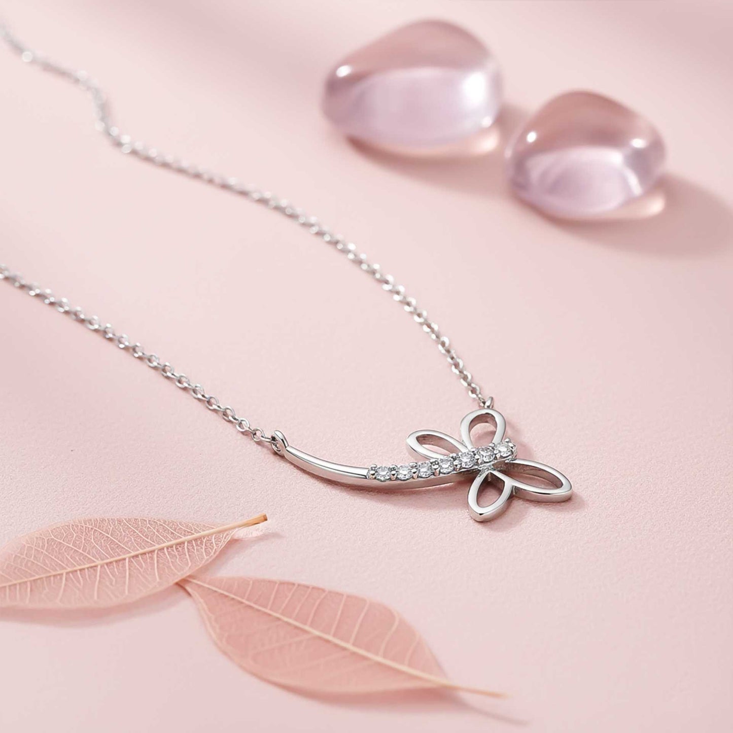 Silver Dragonfly Swiss Zircon Pendant