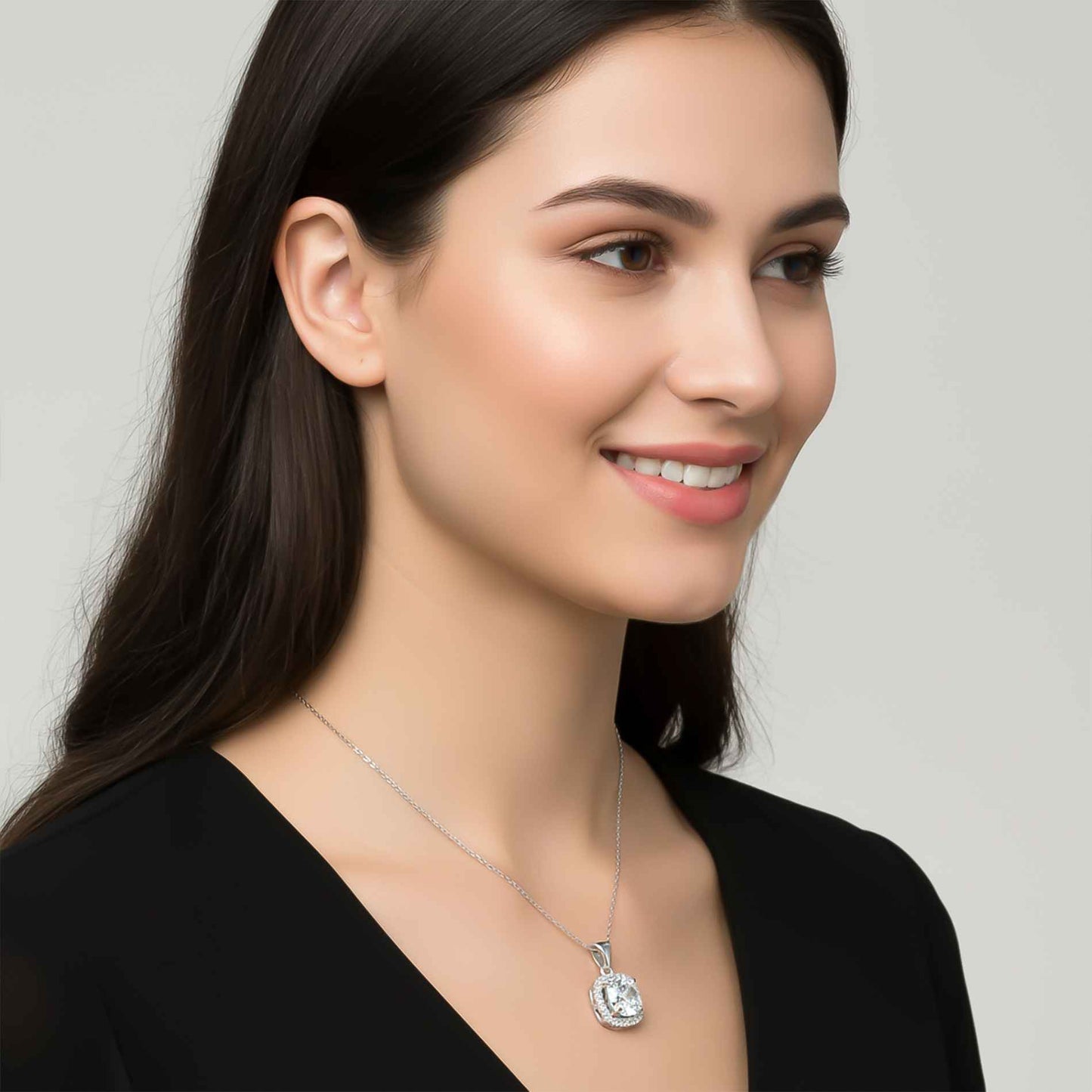 Silver Round Halo Pendant