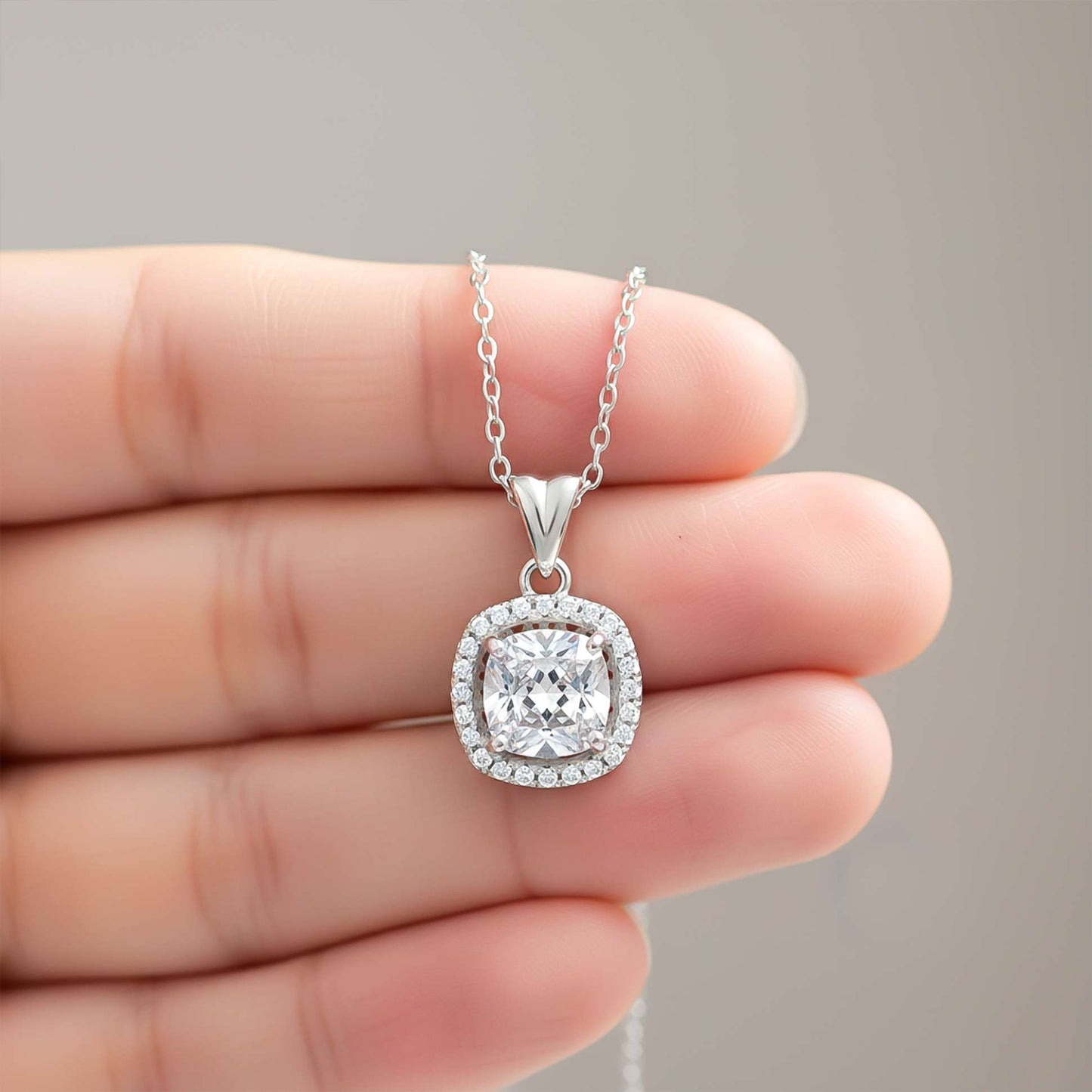Silver Round Halo Pendant
