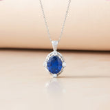 Silver Blue Sapphire Teardrop Pendant Gold Vermeil (2.5 Micron)