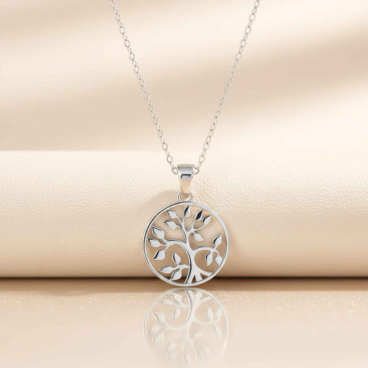 Silver Round Shape Tree Style Silver Pendant