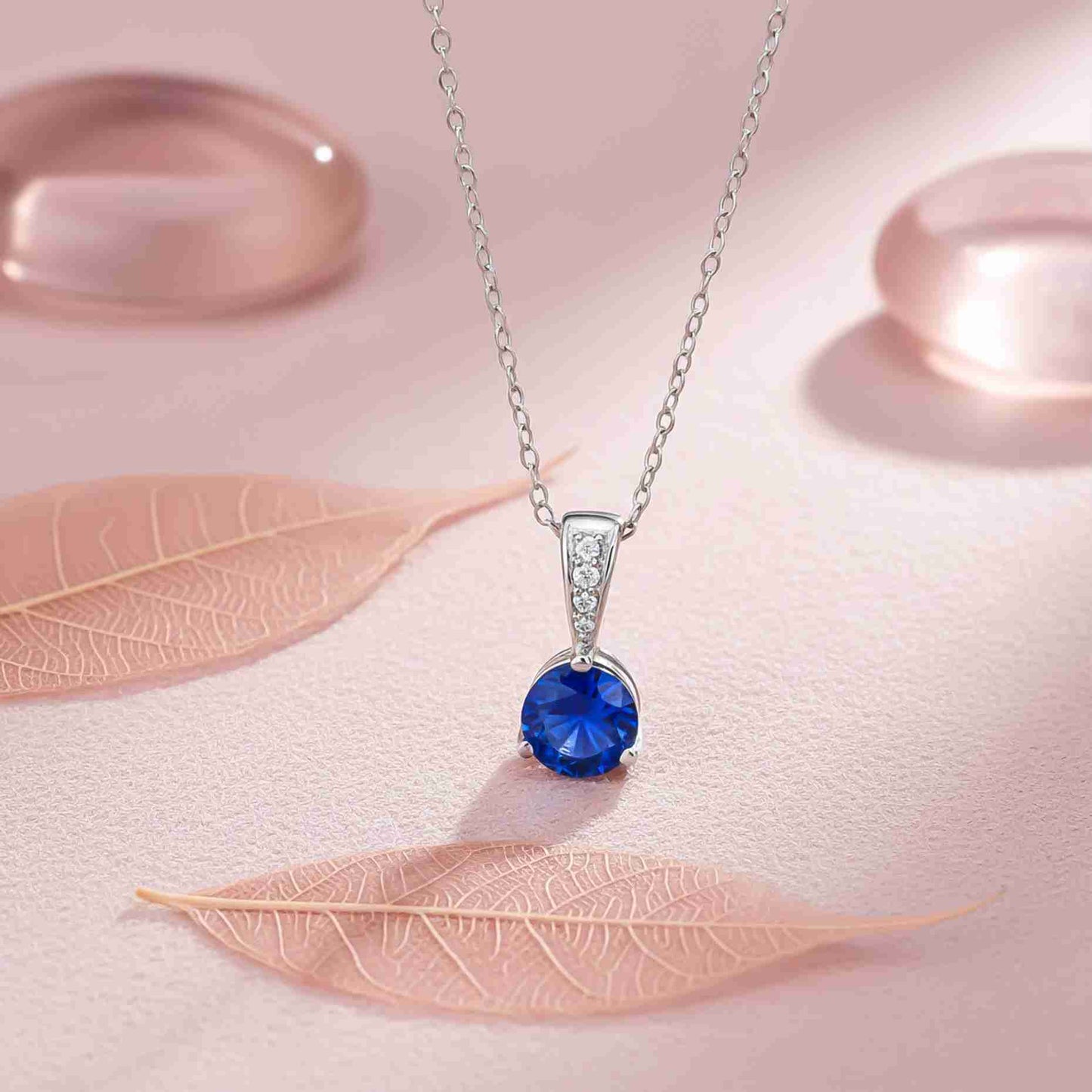 Silver Blue Sapphire & Cubic Zirconia Gemstone Pendant