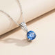 Silver Blue Sapphire & Cubic Zirconia Gemstone Pendant Gold Vermeil (2.5 Micron)