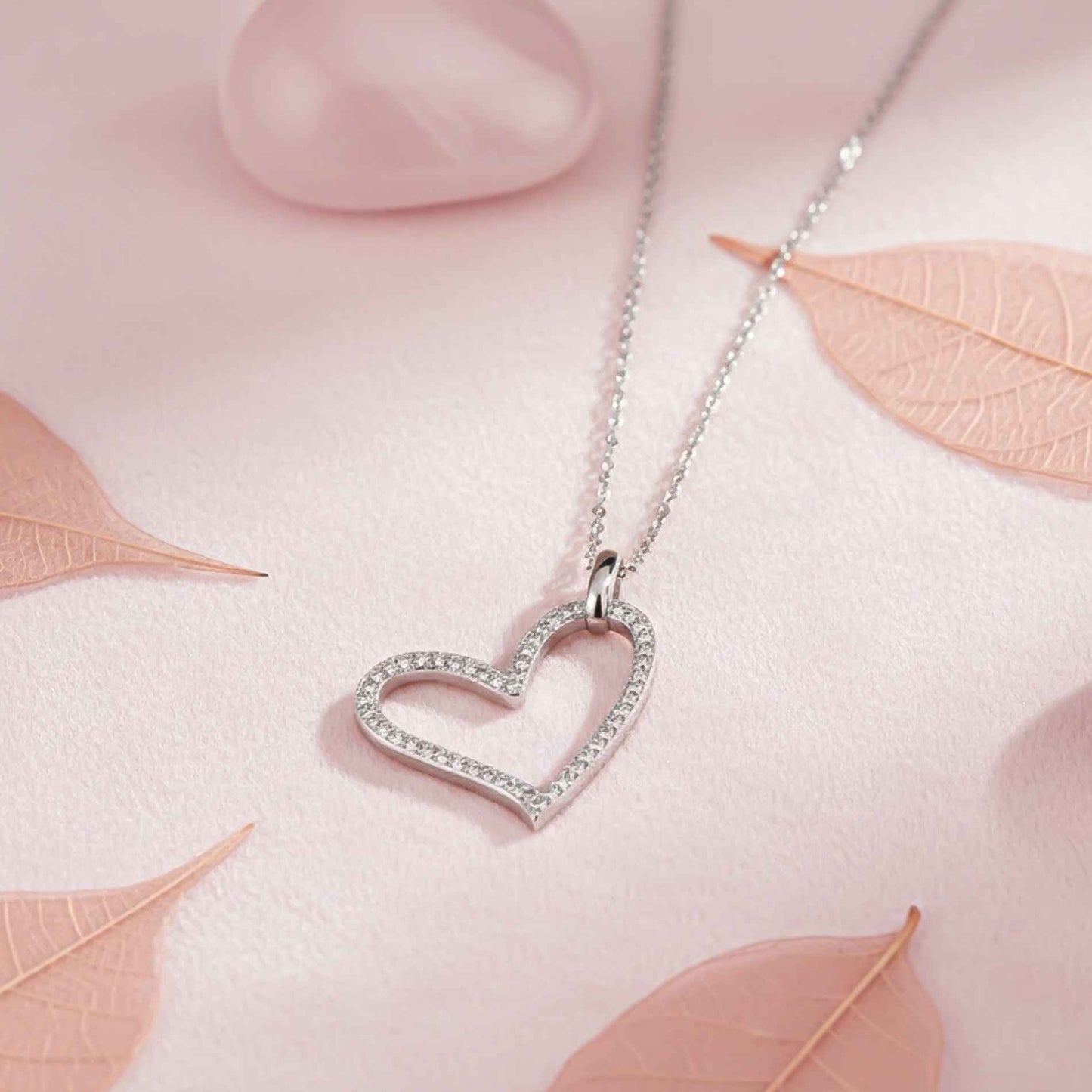 Silver Cubic Zirconia Heart love Pendant