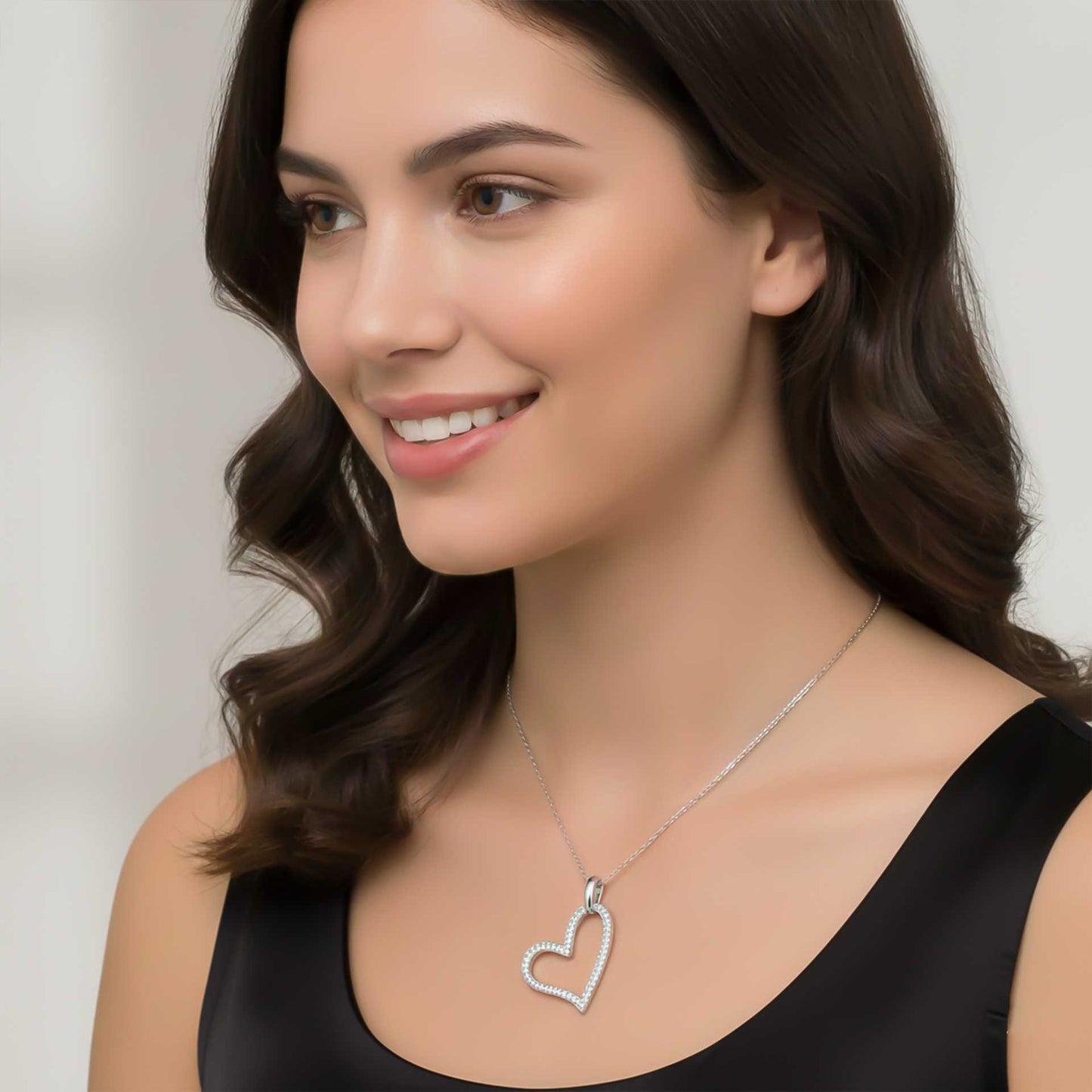 Silver Cubic Zirconia Heart love Pendant