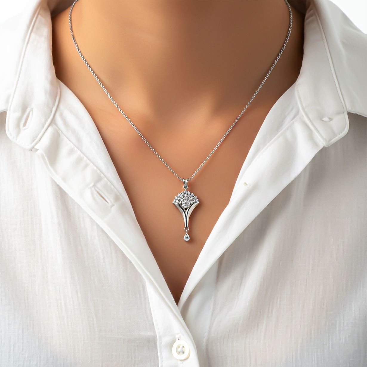 Silver Floral Bouquet Pendant