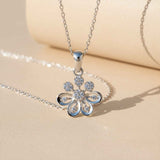 Sterling Silver CZ Floral Pendant Gold Vermeil (2.5 Micron)