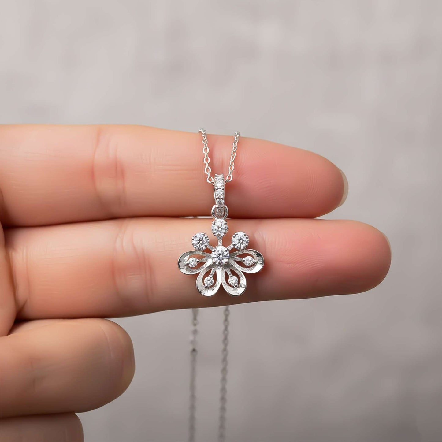 Sterling Silver CZ Floral Pendant