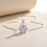 Silver Pink Sapphire Round Shape Pendant Gold Vermeil (2.5 Micron)