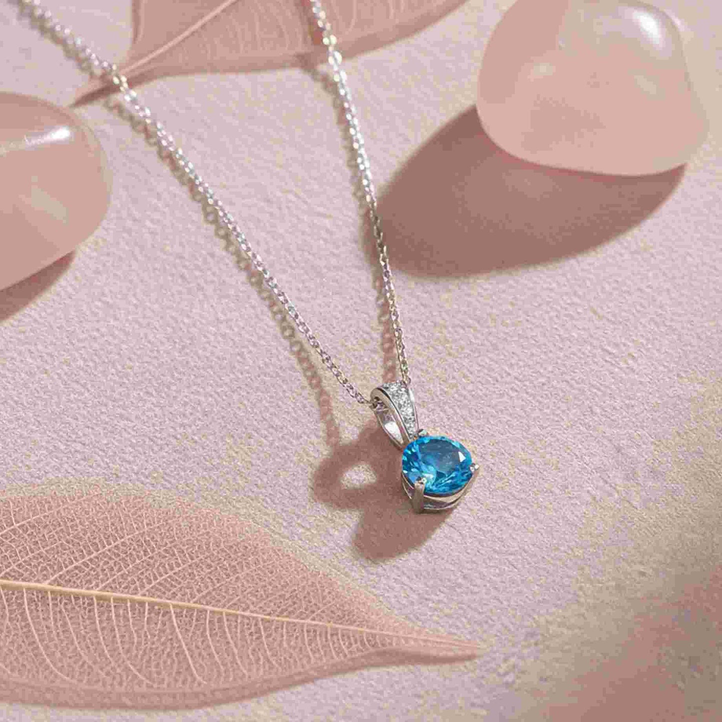 Silver Blue Topaz Solitaire Pendant
