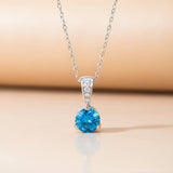 Silver Blue Topaz Solitaire Pendant Gold Vermeil (2.5 Micron)