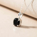 Silver Classic Round Black Diamond Solitaire Pendant Gold Vermeil (2.5 Micron)