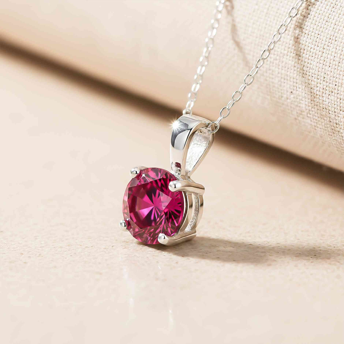 Silver Round Cut Pink Ruby Sterling Silver Pendant Gold Vermeil (2.5 Micron) - product image