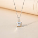 Silver Princess Cut Solitaire Diamond Pendant Gold Vermeil (2.5 Micron)