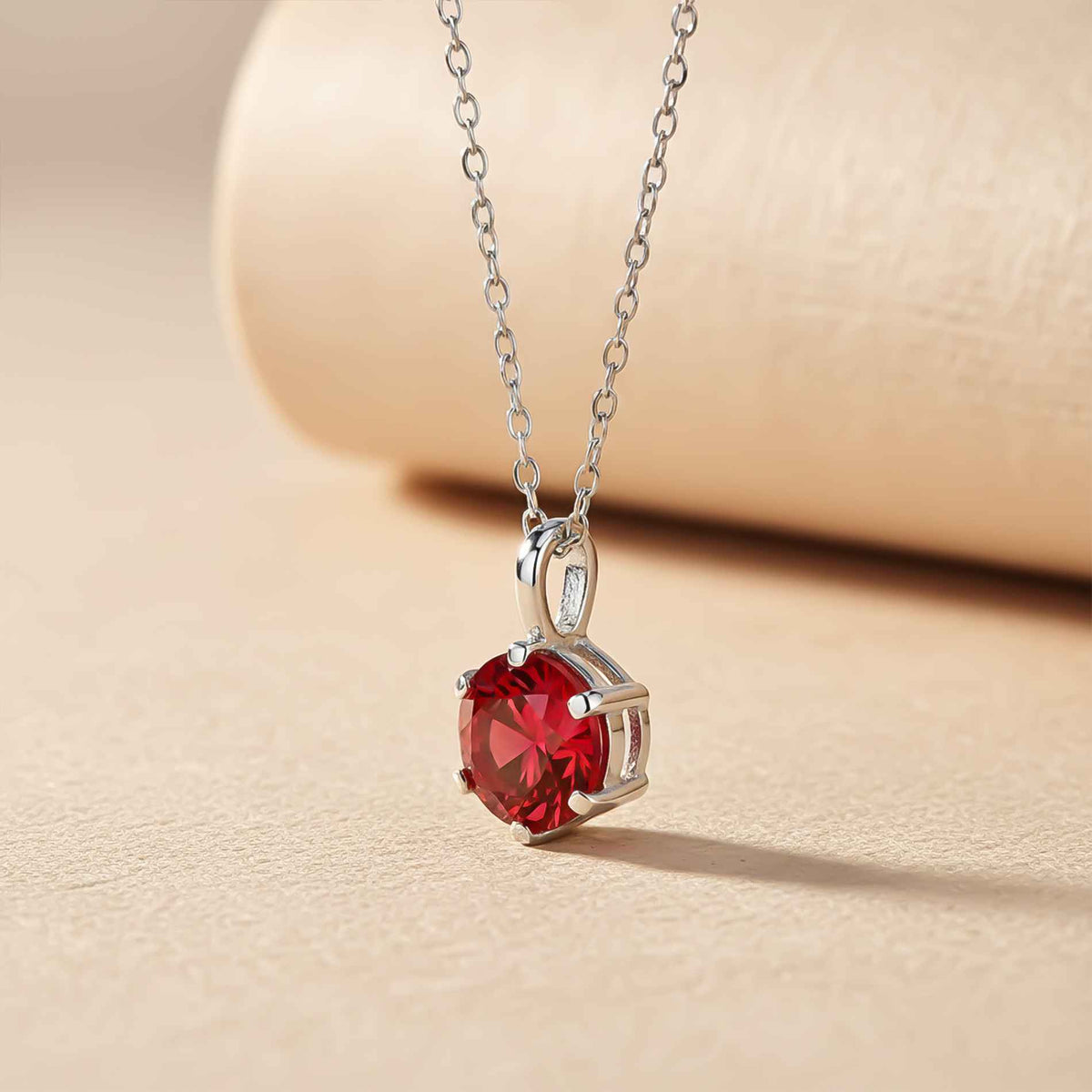 Silver Solitaire Red Ruby Pendant Gold Vermeil (2.5 Micron) - product image