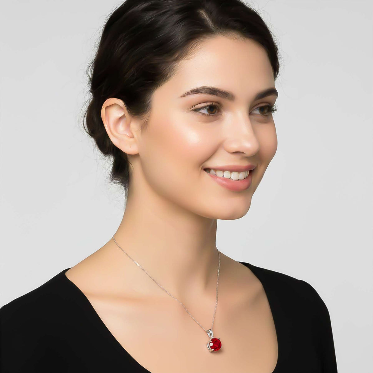 Silver Solitaire Red Ruby Pendant Gold Vermeil (2.5 Micron) - jewelry detail