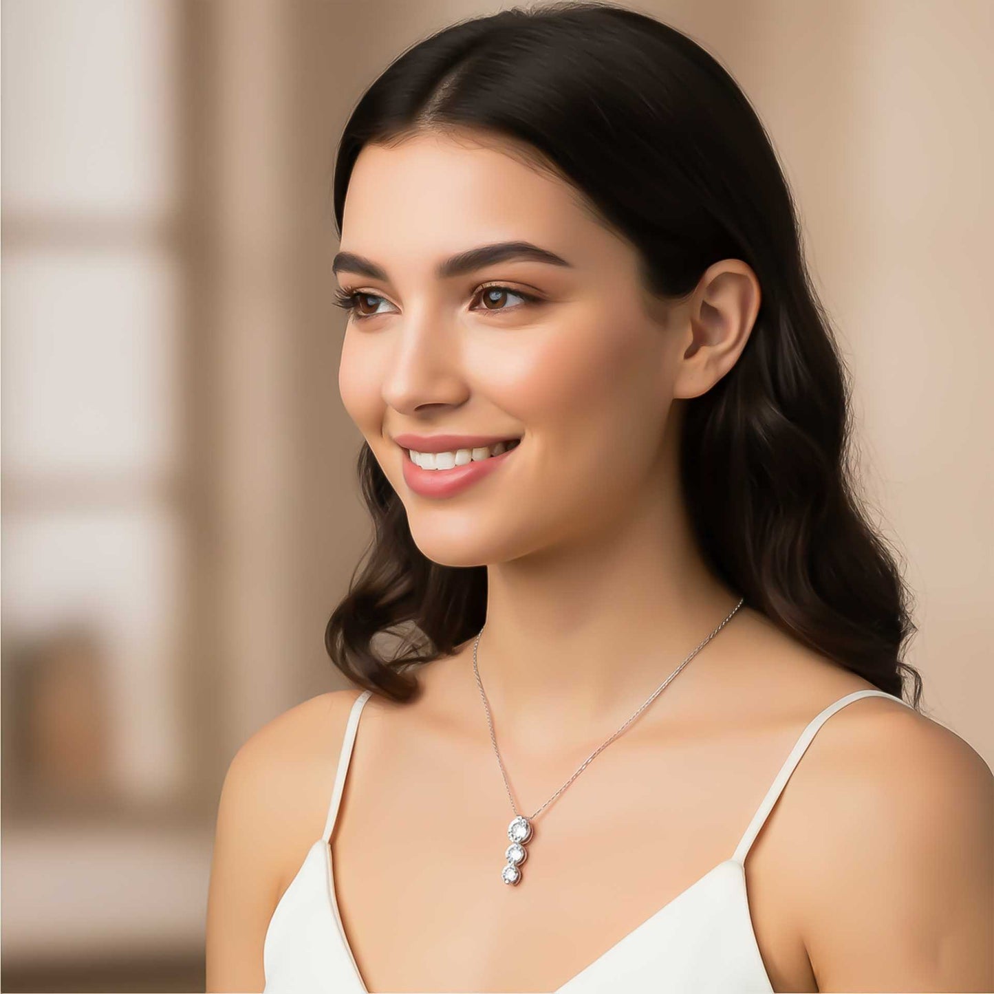 Sterling Silver Elegant Diamond Pendant