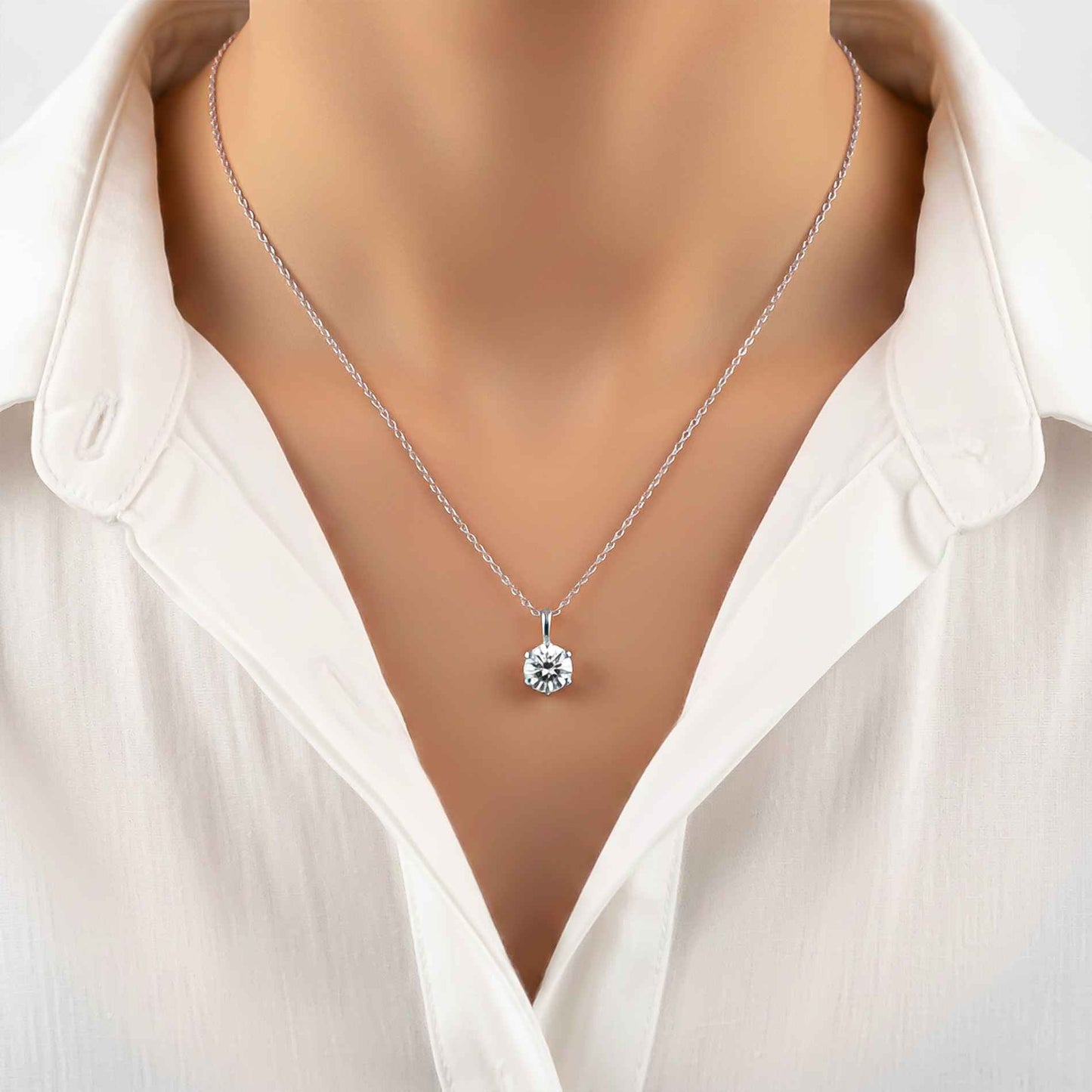 Silver Round CZ Solitaire Pendant