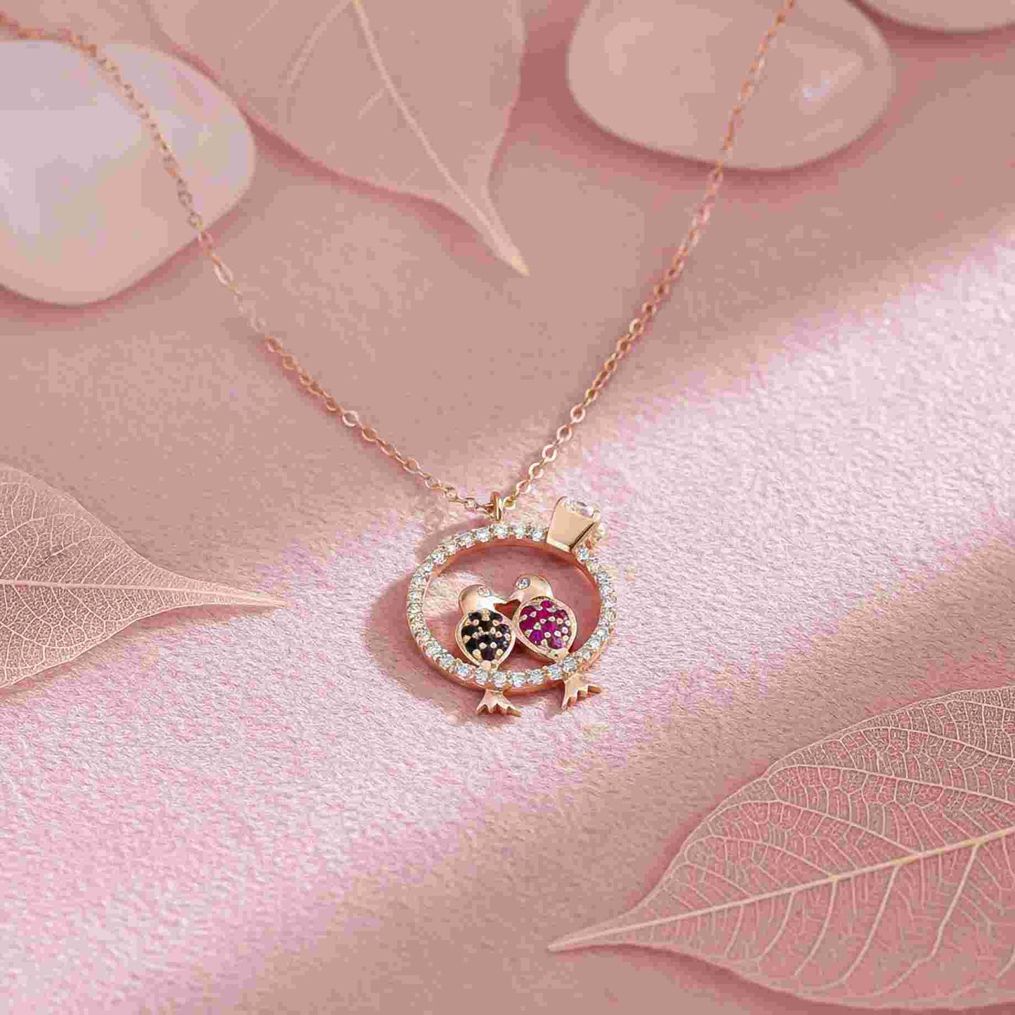 Sterling Silver Love Birds Couple Gift Necklace