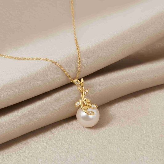 Silver Freshwater Cultured Pearl and Diamond Drop Pendant
